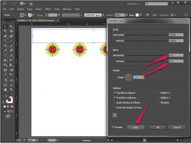 Screenshot of Transform Each panel with horizontal and vertical values entered.