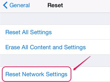 All the iOS Reset settings are on the Reset screen.