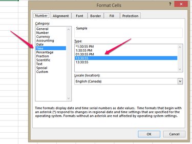 Selecting Hours/minutes/seconds Format.