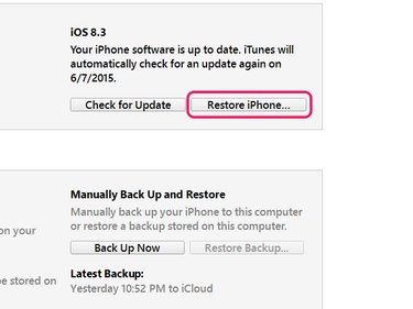 Restore from the iPhone page in iTunes if you can.
