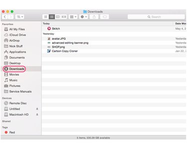 The Downloads folder in Finder