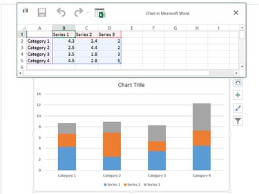 The chart automatically changes as the table data changes.