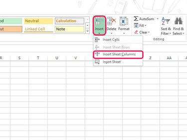 Select Insert to add a new column.