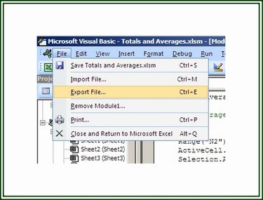 Choose Export File to save the macro as a .BAS file.