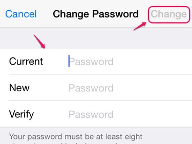 Change Password screen