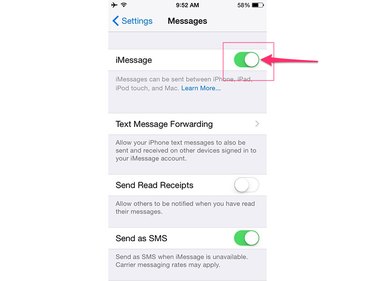 Toggle iMessage off and on.