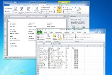 Excel and Word on screen