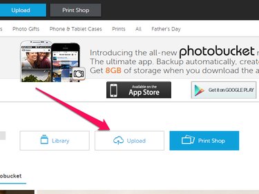 Upload button on the Photobucket account page.