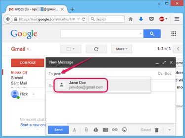 Selecting a contact in Gmail.