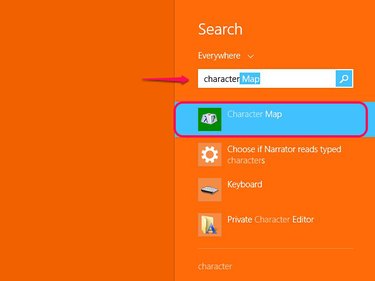 Open Character Map from the search menu.