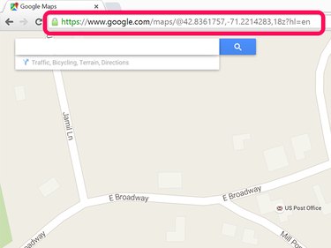 The URL changes whenever you move the map.
