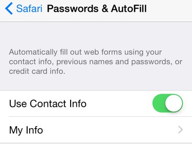 Passwords & AutoFill page