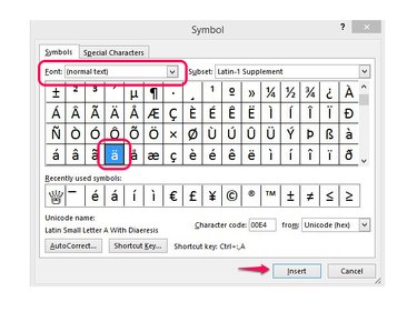 Select the umlaut and use Insert it to place it in the document.