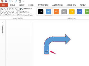 Drag edit points to change the shape of the arrow.