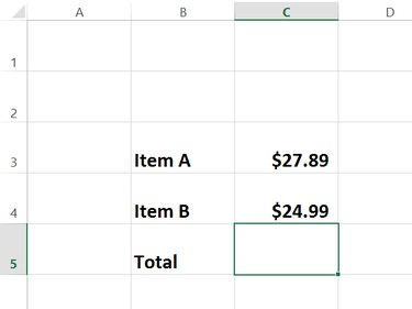 Select the cell beneath the last number.