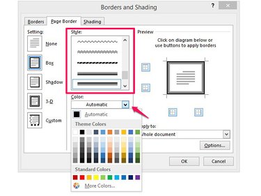 Choose a border color from standard colors or themes.
