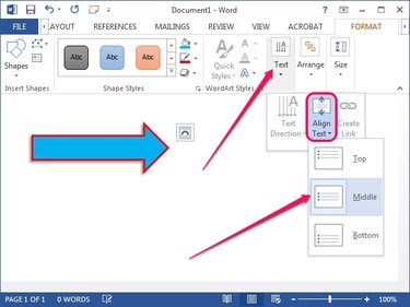 The Align Text menu in Word 2013.