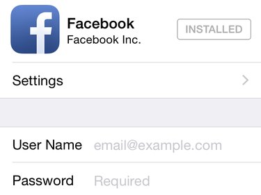 Facebook iOS login