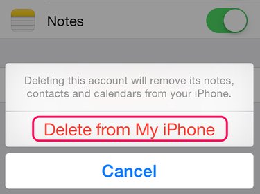 Tap Delete From My iPhone to confirm account removal.