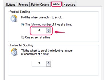 Wheel scroll speed settings