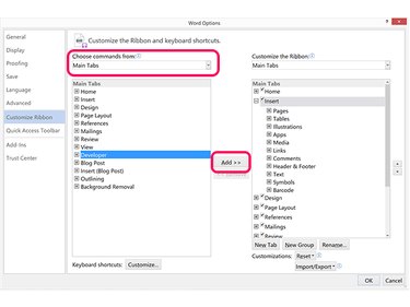 Add the Developer tab to Word.