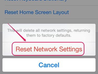 Tap Reset Network Settings from the menu.