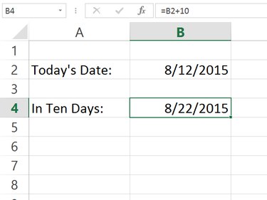 Excel calculates the future date.