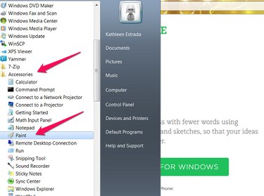 Start, All Programs, Accessories, Paint