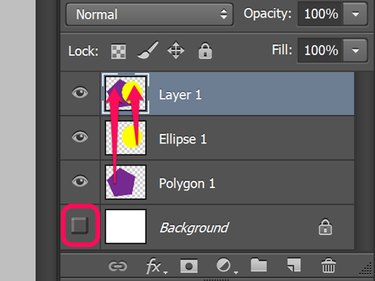 Merging the Ellipse and Polygon layers into Layer 1 without merging the Background.