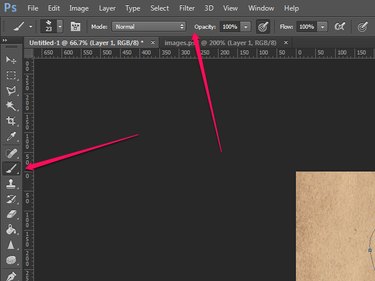 The Photoshop interface, showing the Tools bar and the Options bar.