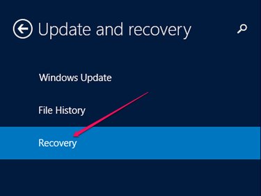 The "Update and Recovery" options.