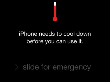 Temperature warning on an overheating iPhone