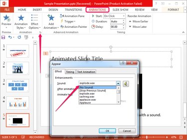 Removing sound from an animation in PowerPoint.