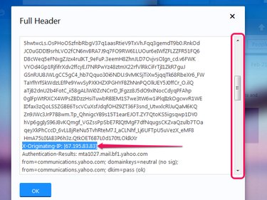 The full header of an email received from Yahoo.