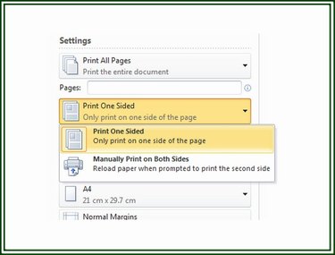 Set the print function for a manually supported print on both sides operation.