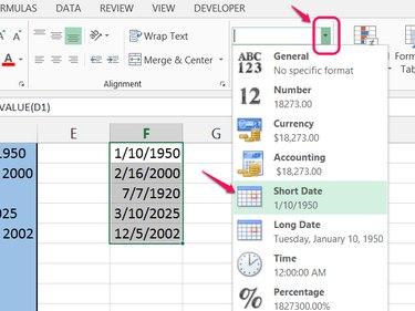 Format serial numbers into Short Dates.