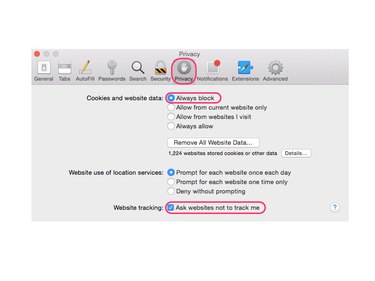 Preventing redirects in Yosemite Safari privacy settings