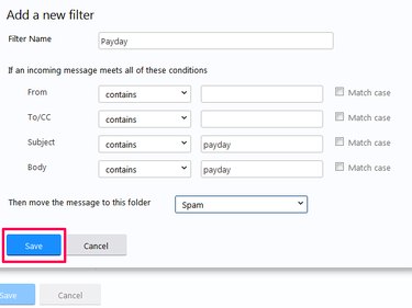 How to filter Yahoo emails