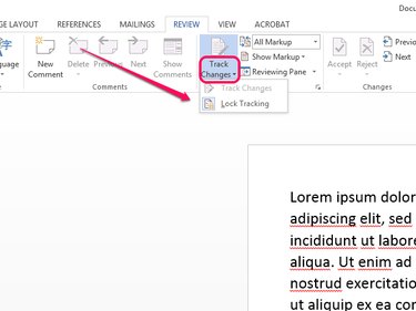 Click Track Changes and select Lock Tracking.