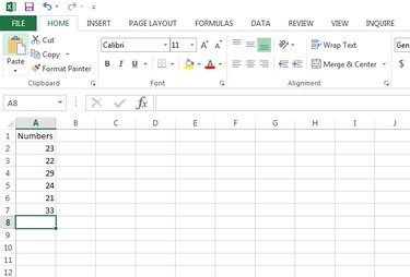 Microsoft Excel data entry