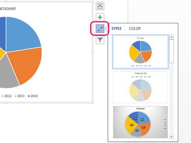 Use Style and color to change the chart's design and color palette.