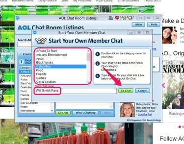 Double-click a category, enter a room name and click Go Chat.