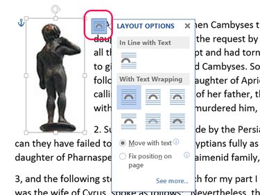 Layout options specify how images  are displayed near text.