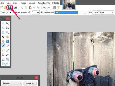 Paint.net with the Save button highlighted.