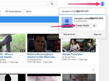 Your profile icon is located at the top of the YouTube screen