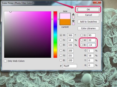 The Color Picker dialog box for a Photo Filter layer in Photoshop.