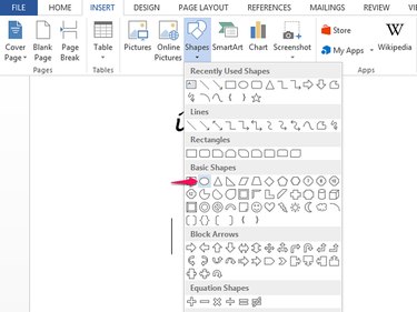 Select an oval shape from the Shapes menu.