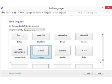 Add Languages window