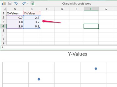 Sample scatter plot spreadsheet.