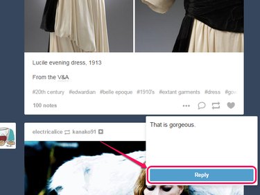 The Reply field on the Tumblr dashboard.